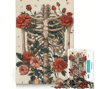 Rompecabezas difícil de Esqueleto abrazado por una Rosa para Adultos, 1000 Piezas, Juego de Habilidad, Tiempo en Familia, Arte de Corte preciso, Coleccionable (38x52cm)