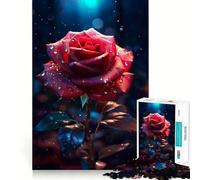 Rompecabezas difícil de Flores de Rosas Rojas lluviosas para Adultos, 1000 Piezas, Juguete de lógica Pura, Actividad para el hogar, Corte Limpio, Bonito Regalo (38x52cm)