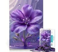 Rompecabezas difícil de Flores moradas con Gotas de Agua para Adultos, 1000 Piezas, Juego Inteligente para el hogar, Disfruta del Montaje de imágenes, Regalo Festivo (38x26cm)