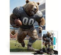 Rompecabezas difícil de fútbol Americano Old School Grizzly para Adultos, 1000 Piezas, estimula la Memoria, Juego Relajante, Corte Premium, (50x75cm)