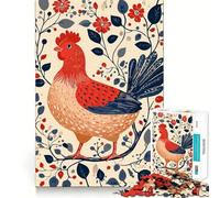 Rompecabezas difícil de Gallo con Adorno Floral para Adultos, 1000 Piezas, Juguete de lógica Fina, Divertido y Relajante, con Bordes limpios, Regalo Original (50x75cm)