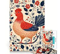 Rompecabezas difícil de Gallo con Adorno Floral para Adultos, 1000 Piezas, Juguete de lógica Fina, Divertido y Tranquilo, con Bordes limpios, Regalo Original (38x26cm)