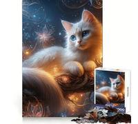 Rompecabezas difícil de Gato Blanco en árbol de Hadas para Adultos, 1000 Piezas, Mejora la concentración, Actividad Relajante, Corte Suave, Regalo de Invierno (50x75cm)