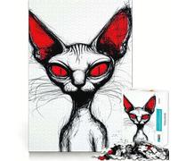 Rompecabezas difícil de Gato esfinge con Ojos Rojos para Adultos, 1000 Piezas, Juguete Inteligente, diversión Casual, Corte preciso, Regalo artístico 38x52cm