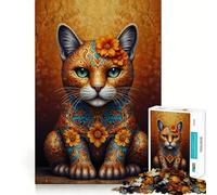 Rompecabezas difícil de Gato ornamentado con Flores para Adultos, 1000 Piezas, Juguete de lógica sólido, Simple y Divertido, Corte de precisión, (50x75cm)