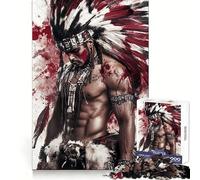 Rompecabezas difícil de Guerrero Nativo Americano para Adultos, 1000 Piezas, Juguete de lógica Resistente, Tiempo en Familia, Bordes definidos, Regalo Ideal (38x26cm)