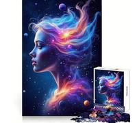 Rompecabezas difícil de la Diosa Celestial con Cabello Cósmico para Adultos,1000 Piezas,Requiere Memoria,Tiempo Libre Relajado,Bordes definidos, (38x52cm)