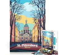 Rompecabezas difícil de la Iglesia de San Petersburgo para Adultos, 1000 Piezas, Recuerdo Mejorado, Suave, Relajante, Corte Claro, 38x52cm
