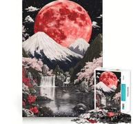 Rompecabezas difícil de la montaña Fuji con Luna roja para Adultos, 1000 Piezas, Juguete de lógica Pura, Actividad para el hogar, Corte Limpio, Bonito Regalo (50x75cm)