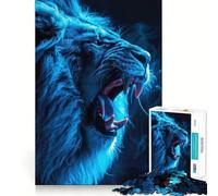 Rompecabezas difícil de león Azul neón rugiente para Adultos, 1000 Piezas, Juguete de lógica Fina, diversión Tranquila, Bordes limpios, Regalo considerado (38x26cm)