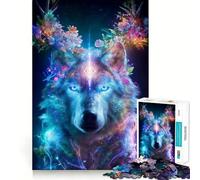 Rompecabezas difícil de Lobo Místico con Astas Florales para Adultos, 1000 Piezas, Think Toy, Divertido y Pacífico, Obra de Arte de Corte Limpio (38x52cm)