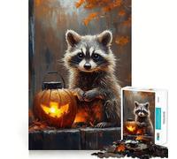 Rompecabezas difícil de Mapache con Calabaza de Halloween para Adultos, 1000 Piezas, Pure Logic Toy, Actividad para el hogar, Corte Limpio, Bonito Regalo (38x26cm)