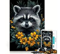 Rompecabezas difícil de Mapache con Flores para Adultos, 1000 Piezas, Juguete Que desafía la Mente, Entretenimiento Suave, Corte preciso, Regalo Memorable (50x75cm)