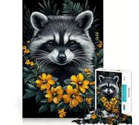 Rompecabezas difícil de Mapache con Flores para Adultos, 1000 Piezas, Rompecabezas Mental, Relajante, Arte, Montaje, (38x26cm)