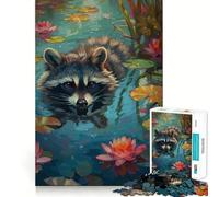 Rompecabezas difícil de Mapache en Estanque de nenúfares para Adultos, 1000 Piezas, Pure Logic Toy, Actividad para el hogar, Corte Limpio, Bonito Regalo (50x75cm)