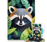 Rompecabezas difícil de Mapache en Hojas de la Jungla para Adultos, 1000 Piezas, Juguete de lógica Pura, Actividad para el hogar, Corte Limpio, Bonito Regalo (50x75cm)