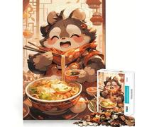 Rompecabezas difícil de Mapache Ramen para Adultos, 1000 Piezas, Juguete de lógica Pura, Actividad para el hogar, Corte Limpio, Bonito Regalo (38x26cm)