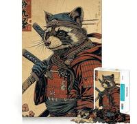 Rompecabezas difícil de Mapache samurái para Adultos, 1000 Piezas, Juego de Habilidad, Tiempo en Familia, Arte de Corte preciso, Coleccionable (38x52cm)