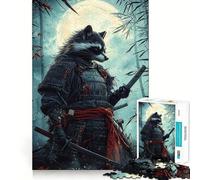 Rompecabezas difícil de Mapache samurái para Adultos, 1000 Piezas, Mejora la Memoria, relaja la Mente, Bordes Afilados, Regalo Elegante (38x26cm)