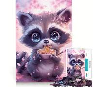 Rompecabezas difícil de Mapache y Flores de Cerezo para Adultos, 1000 Piezas, Juguete de lógica Pura, Actividad para el hogar, Corte Limpio, Regalo Encantador (38x52cm)