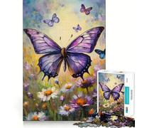 Rompecabezas difícil de Mariposa Morada en un Campo para Adultos, 1000 Piezas, con Memoria, fácil de armar, Ideal para el Ocio, Regalo artístico (38x52cm)