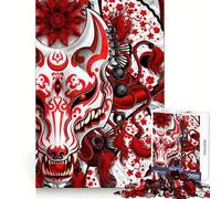 Rompecabezas difícil de máscara Kitsune roja para Adultos, 1000 Piezas, Mejora la Memoria, Corte preciso, Verdadero desafío, Arte para el hogar (38x26cm)