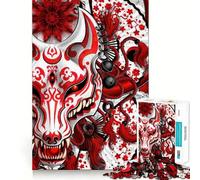 Rompecabezas difícil de máscara Kitsune roja para Adultos, 1000 Piezas, Mejora la Memoria, Corte preciso, Verdadero desafío, Arte para el hogar (38x26cm)