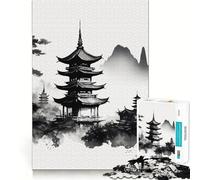 Rompecabezas difícil de montañas y Pagoda para Adultos, 1000 Piezas, Juguete de lógica Resistente, Tiempo en Familia, Bordes definidos, Regalo Ideal (50x75cm)