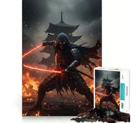 Rompecabezas difícil de Ninja con Espadas Brillantes en Llamas para Adultos, 1000 Piezas, estimula la Memoria, Juego Relajante, Corte Premium, (38x26cm)