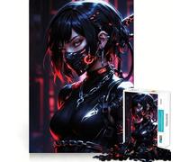 Rompecabezas difícil de Ninja Cyberpunk Girl para Adultos, 1000 Piezas, estimula la Memoria, Juego Relajante, Corte Premium, (38x52cm)