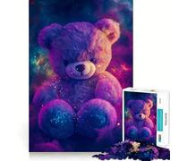 Rompecabezas difícil de Oso de Peluche Morado en el Espacio para Adultos, 1000 Piezas, Juego Inteligente para el hogar, Disfruta del Montaje de la Imagen, Regalo Festivo (38x52cm)
