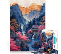 Rompecabezas difícil de Pagoda de Paisaje japonés para Adultos, 1000 Piezas, estimula la Memoria, Juego Relajante, Corte Premium, (50x75cm)