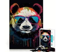 Rompecabezas difícil de Panda con Gafas de Sol para Adultos, 1000 Piezas, Juguete de lógica Resistente, Tiempo en Familia, Bordes definidos, Regalo Ideal (38x52cm)