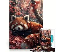 Rompecabezas difícil de Panda Rojo Durmiendo Sakura para Adultos, 1000 Piezas, Juguete Que desafía la Mente, Entretenimiento Suave, Corte preciso, Regalo Memorable (38x26cm)