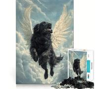 Rompecabezas difícil de Perro Terranova con alas de ángel para Adultos, 1000 Piezas, Habilidad Mental, Divertido, Bordes precisos, Regalo Creativo (50x75cm)