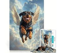 Rompecabezas difícil de Rottweiler con alas de ángel para Adultos, 1000 Piezas, Juego de Habilidad, Tiempo en Familia, Arte de Corte preciso, Coleccionable (38x26cm)