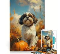 Rompecabezas difícil de Shih Tzu con Calabazas para Adultos, 1000 Piezas, Juguete de lógica, vínculo Familiar, Corte de precisión, cálida Sorpresa 38x52cm