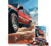 Rompecabezas difícil de SUV Todoterreno Rojo para Adultos, 1000 Piezas, Juego de Habilidad, Tiempo en Familia, Arte de Corte preciso, Coleccionable (38x52cm)