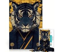 Rompecabezas difícil de Tigre en Kimono para Adultos, 1000 Piezas, Mejora la Memoria, Calma, Escape, Bordes Ajustados, 38x52cm