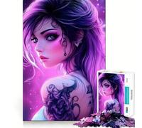 Rompecabezas difícil de una Chica Anime de Pelo Morado para Adultos, 1000 Piezas, con Efecto Memoria, fácil de armar, Ideal para el Ocio, Regalo artístico (50x75cm)