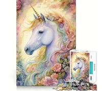 Rompecabezas difícil de Unicornio con Flores románticas para Adultos, 1000 Piezas, Juguete de lógica Fina, Divertido y Relajante, con Bordes limpios, Regalo Original (50x75cm)