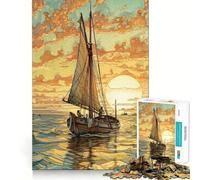 Rompecabezas difícil de velero al Atardecer para Adultos, 1000 Piezas, Juguete de lógica Fina, diversión Tranquila, Bordes limpios, Regalo considerado (38x26cm)