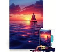 Rompecabezas difícil de velero al Atardecer para Adultos, 1000 Piezas, Juguete Intelectual, Tiempo Acogedor, Corte de Calidad, (38x26cm)