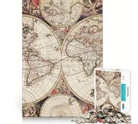 Rompecabezas difícil del Antiguo Mapa del Mundo para Adultos, 1000 Piezas, Juego Inteligente para el hogar, Disfruta del Montaje de la Imagen, Regalo Festivo (50x75cm)
