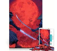 Rompecabezas difícil Duelo de samuráis bajo la Luna roja para Adultos, 1000 Piezas, Juguete de lógica Fina, diversión Tranquila, Bordes limpios, Regalo considerado (50x75cm)