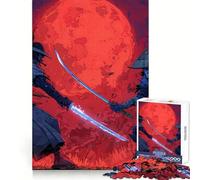 Rompecabezas difícil Duelo de samuráis bajo la Luna roja para Adultos, 1000 Piezas, Juguete de lógica Fina, diversión Tranquila, Bordes limpios, Regalo considerado (50x75cm)