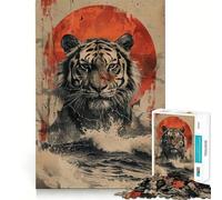 Rompecabezas difícil El Poderoso Tigre Blanco para Adultos, 1000 Piezas Fortalece la Memoria y Alivia el estrés Pieza de Arte Bordes Finos 38x26cm