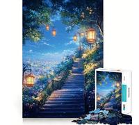 Rompecabezas difícil Escalera Nocturna hacia Las Luces de la Ciudad para Adultos, 1000 Piezas, sólido, de lógica, Simple, Divertido, Corte de precisión, (38x52cm)