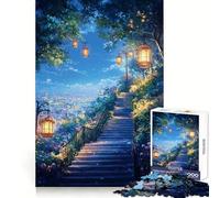 Rompecabezas difícil Escalera Nocturna hacia Las Luces de la Ciudad para Adultos, 1000 Piezas, sólido, de lógica, Simple, Divertido, Corte de precisión, (38x52cm)