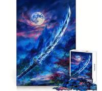 Rompecabezas difícil Espada Azul Mística bajo la Luz de la Luna para Adultos, 1000 Piezas, Juguete de lógica Resistente, Tiempo de Calidad, Bordes definidos, Regalo Ideal (50x75cm)